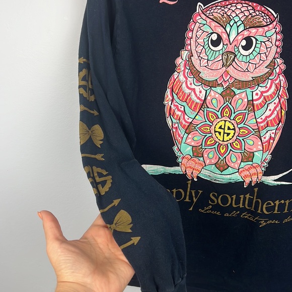 Simply Southern collection Owl “Love Whoo you are” long sleeve shirt - Picture 6 of 9